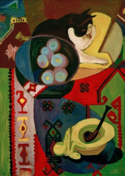 Stilleben mit Katze und Pfeife von Ernst Ludwig Kirchner